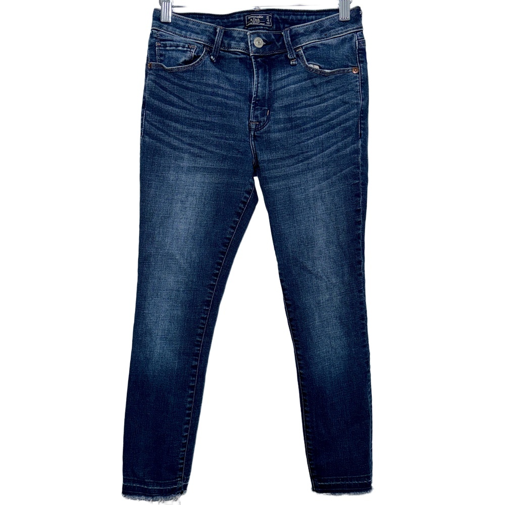 Abercrombie & Fitch Mid Rise Super Skinny Ankle Jeans Blue Denim Size 27 4 Short